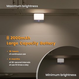 DAZZY DOT Motion Sensor Light Indoor Rechargeable, Battery Night Light 2000mAh, Motion Activated Night Lights Stick on 2 Pack, Dimmable Stair Lights for Bathroom, Hallway, Kitchen, Traveling