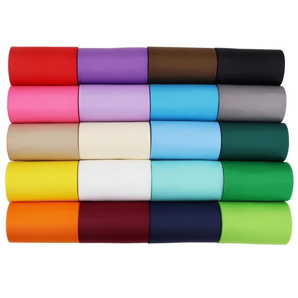 CEYERibon Grosgrain Ribbon, 20 Full Colour Ribbon Colours, 75 mm