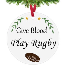 Rugby Player Gift Christmas Ornaments Rugby Gift for Women Men Rugby Lovers Gifts for Friends Family Son Daughter Niece Nephew Ceramic Ornament for Rugby Coach Student Inspirational Rugby Team Gift