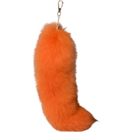 [Lyyxjsltd] Plush Faux Hair Fox Tail Keychain Elegant Key Ring Charm Fox Tail Pendant Fashion Keychain Decoration, orange