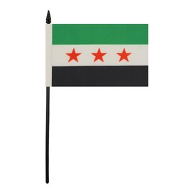 Free Syrian Army Table Flag 4'' x 6'' - Army of Syria Desk Flag 15 x 10 cm - Black plastic stick and base - Drapeau Syrie - Armée Syrienne libre AZ FLAG