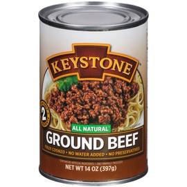 Keystone All Natural Ground Beef 14 Ounce Long Term Emergency Survival Food Canned Meat | Fully Cooked Ready to Eat | Gluten Free Family Pack of 1