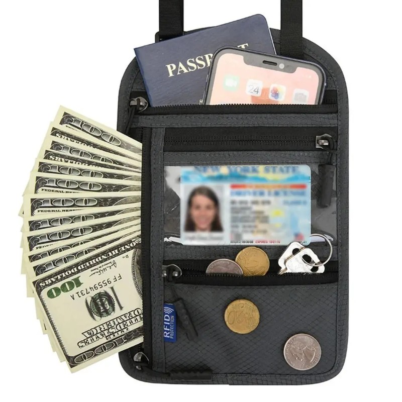RFID Blocking Travel Neck Wallet for Passports – Lightweight Hidden