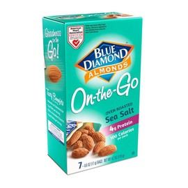 Blue Diamond Almonds, Oven Roasted with Sea Salt, 100 Calorie On-The-Go Bags 7 count of 0.6Oz (Pack Of 6)