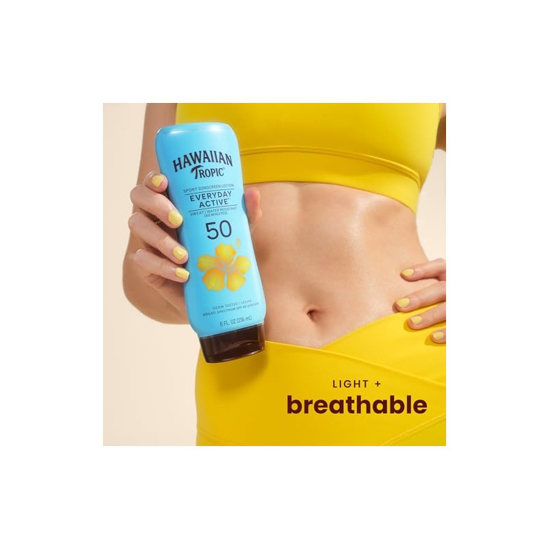 Hawaiian Tropic Everyday Active Sunscreen Lotion, SPF 50 Sunblock, 8