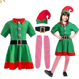 Mdswjdcw Christmas Elf Costume Set for Christmas Party Santa's Helper Costume G 140