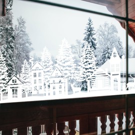 Cholemy 47.24 x 11.42 inches Christmas Window Clings, Farmhouse Window Clings for Christmas Decorations Window Decor Ornaments Xmas Party Supplies Thanksgiving Party Decor