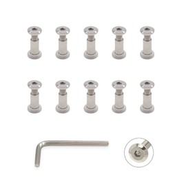 VictorsHome Screw Post, M6x12mm Hex Drive Binding Bolts and Barrel Nuts for Leather Wood Furniture, Fit for 5/16"(8mm) Hole Dia, Carbon Steel Silver 10 Sets with 1pcs Allen Wrench