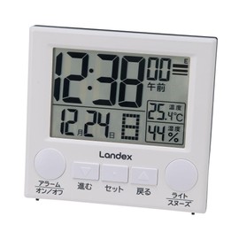 LANDEX YT5308 Alarm Clock, Radio Waves, Light, Temperature, Humidity, Date, Day Display, Digital, White