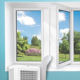 Supply Cube 4M AC Window Seal Kit | Universal Window Insulation Kit for Air Conditioning Unit and Portable Tumble Dryer with Heat Sealer, Air Dryer Vent Hose, and Zip Air Exchange Guards