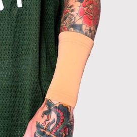 Tat2X Ink Armor Premium Forearm 6" Tattoo Cover Up Sleeve - No Slip Gripper - U.S. Made - Light - XL2X (Single Tattoo Cover Sleeve)