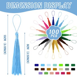 BOUBONI Pack of 100 Tassels Multicoloured Soft Silky Handmade Mini Tassels for Bookmark Pendant Jewellery Making DIY Craft Accessories Key Chain Accessories Clothing Decoration