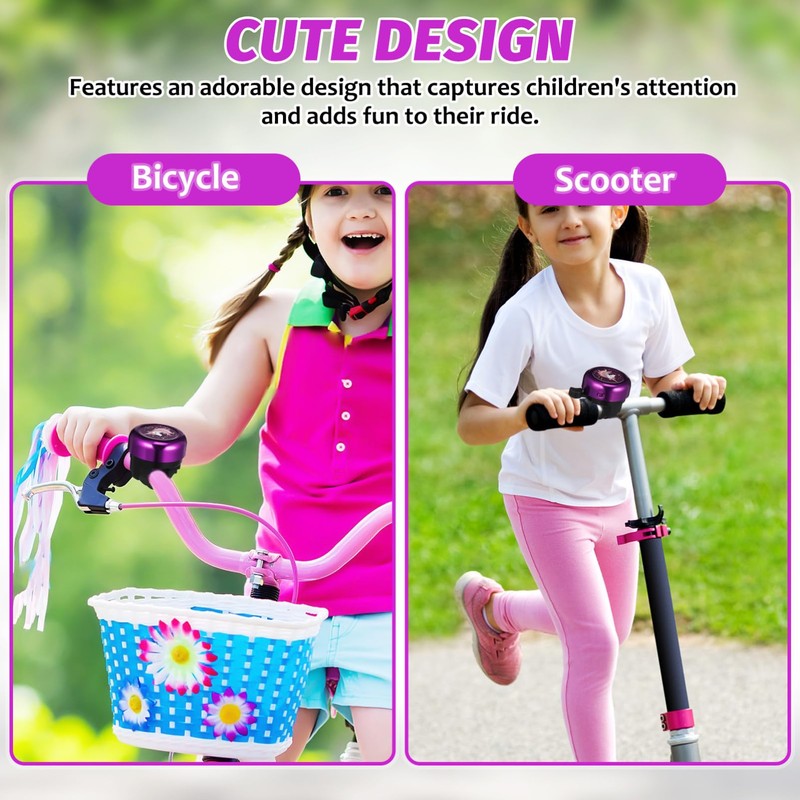 Sewroro Unicorn Bike Bell Purple Bicycle Handlebar Bell with Loud