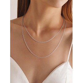 Silvora 14inch Stainless Steel Cable Chain Necklace Womens Chain Necklaces,Stainless Steel Gold Plated Chain Necklace for Women, Hypoallergenic Chains for Pendant