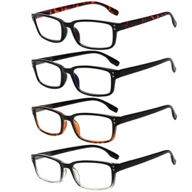 Kerecsen 4 Pack Reading Glasses for Women/Men Spring Hinges Readers Glasses Lightweight Eyeglasses (Multicolor, 1.75)