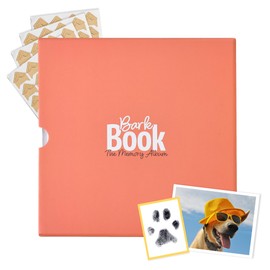 Bark Book - A Dog Photo Album and Memory Book for Dog Mum and Dad, Space to Complete 50+ Photos and Paw Prints. 4 Sheets of Photo Corner Stickers. Gift Box Sleeve - Orange