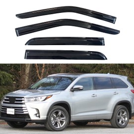KPY Window Visor Compatible with Toyota Highlander 2014-2019, 4PC Rain Guard Side Window Vent Deflectors Tape-On Mugen Style, 2014 2015 2016 2017 2018 2019