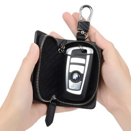 [VISOUL] Smart Key Case, Genuine Leather, Italian Leather, Cover Type, Key Holder, Cowhide Leather, Men's Key Case, Men's Smart Key, Car Key Case, Genuine Leather, Key Cover, Black (C Leather Left and