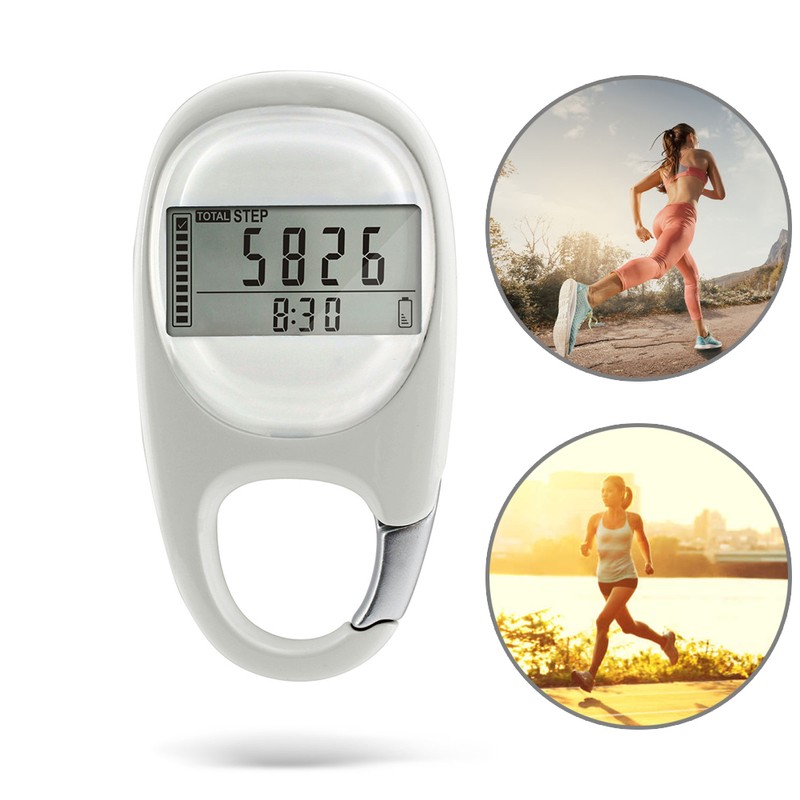 Simple 3D Digital Pedometer Portable Walking Step Counter with Carabiner