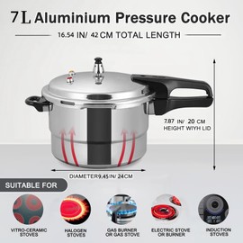 dshyuauoci Pressure Cooker 7 Quart，Aluminum Pressure Cooker Compatible with Gas & Induction Cooker Fast Cooking Pot Even Heat Distribution for 6-7 People