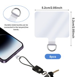Mabor Universal Phone Tether Tabs, 8 Pcs D-Buckle Phone Lanyard Tab Replacement Part PVC Transparent Phone Tether Tab for Phone Lanyard Compatible with Most Smartphones