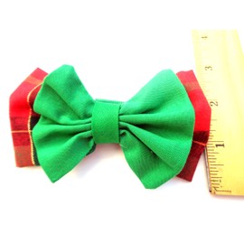 Holiday Plaid Red Green Fabric Wrap and Loop Around the Collar Dog Bowtie Necktie Pet Accessories