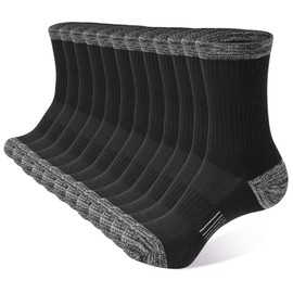 BUDERMMY Womens Walking Socks 6 Pairs Hiking Breathable Cushioned Thermal Cotton Socks Ladies Comfortable Anti Blister Casual Outdoor Multipack Athletic Socks（black 3-5）