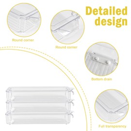 Yomjarl 3 Pack Pasta Storage Container Plastic Spaghetti Food Storage Box, Airtight Spaghetti Noodle Holder Rectangular Chopstick Storages Box for Spaghettis, Pasta, Noodles, Eggs, Fruits Snacks