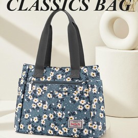 Trawila Women's Nylon Handbags Shoulder Bags, Women Tote Bag, Large Shoulder Tote Bag Handbag with Flower (Wintersweet)