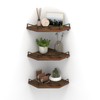 HORLIMER Floating Corner Shelf Wall Mount, 3 Pack Rustic Wood