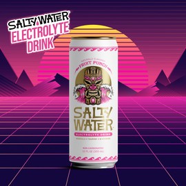 SaltyWater Electrolyte Drink, Fruit Punch – Zero Sugar Premium Hydration Drink, 10 Calories, Minerals, Taurine, B-Vitamins, Non-Carbonated - Zero Caffeine Electrolyte Sports Drink - Gluten Free - 12 Pack (12 oz)