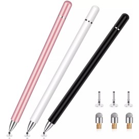 Me & Ko Stylus Pens for Touch Screens, LezGo Disc & Fiber 2 Ends Magnetic Caps Slim Thin