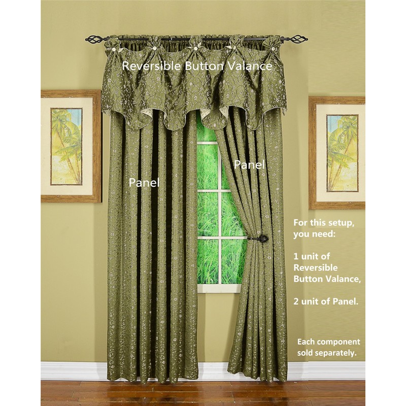 Today's Curtain Madison Reversible Button Valance 20" L, Sage