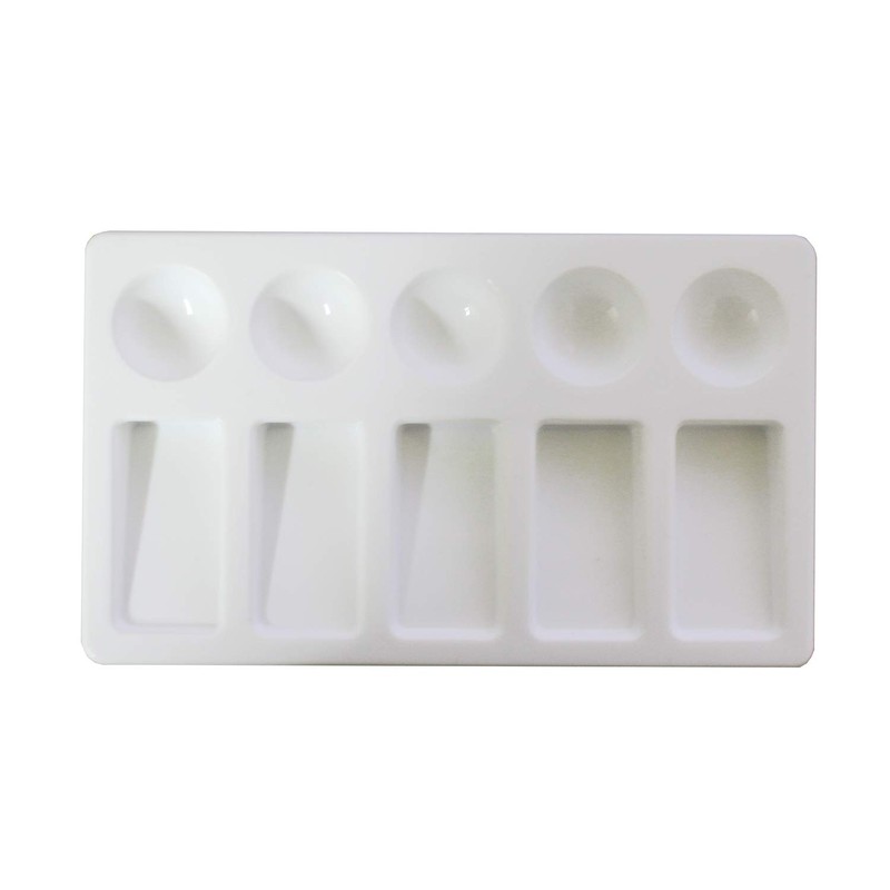 White Plastic Painting Palette with 5 Sloping Wells & 5