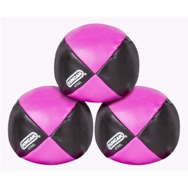 Duncan Toys - Pelotas de Malabares Multicolores, Conchas de Vinilo, Bolas de Circo con diseño de 4 Paneles, Frijoles de plástico, Paquete de 3, Negro y Rosa