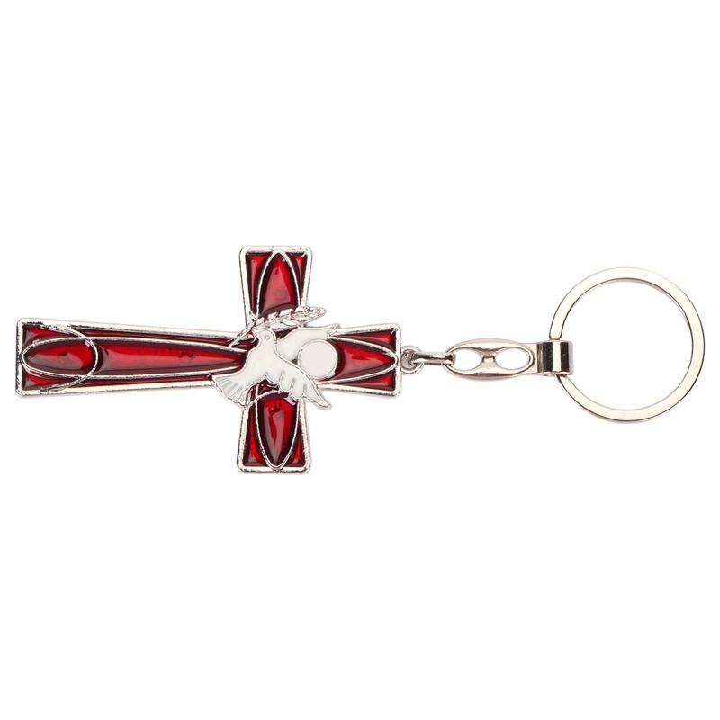 Cross Keychain Peace Bird Vibrant Colors Strong Alloy Skin Friendly