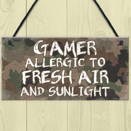 RED OCEAN Gaming Room Sign Gamer Gift Funny Son Dad Gift Man Cave Bedroom Door Sign