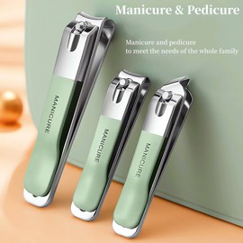 NEMIBAD 4 Pcs Manicure Set Stainless Steel Nail Clippers, Beauty Tool Portable Set Professional Grooming Kits, Travel Nail Kit for Men and Women (Green)