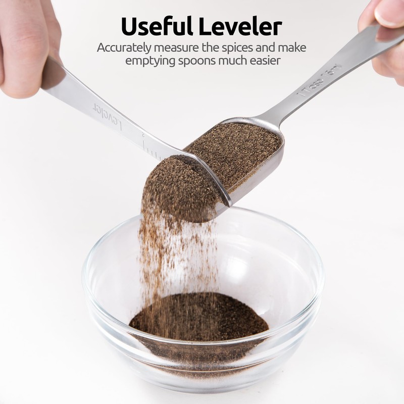 U-Taste 18/8 Stainless Steel Rectangular Measuring Spoons: Narrow Square Measure