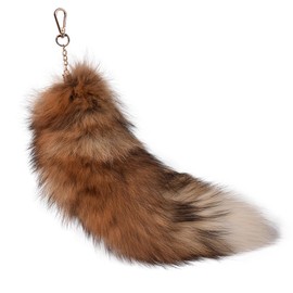 TELAIN Fluffy Therian Fox Tail Keyring - Soft Fur, Realistic Colours, Durable, Perfect for Cosplay and Medieval Festivals, multicoloured