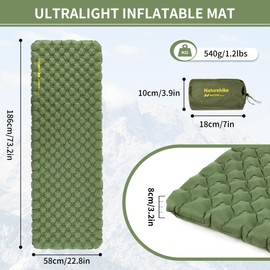 Naturehike 4.6 R - Cold Value Camping Sleeping Pad, 4 Season, Ultralight, Self-Inflating, Durable, with Inflation Bag