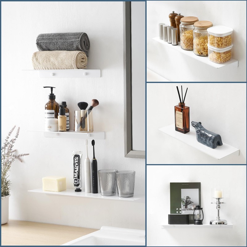 JOOM White Metal Wall Floating Shelf - Metal Wall Shelf,
