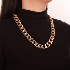 Chargances Punk Chunky Cuban Chain Necklace Simple Gold Curb Link Chain Choker Fashion Thick Bold Collar Hip Hop Chain Jewerly for Women and Girls (Gold)