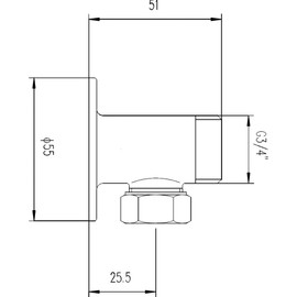 Nuie A312 Bathroom Back Plate Elbow Unions, Chrome
