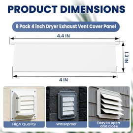 4 inch Dryer Exhaust Vent Cover Panel 8Pcs for Outdoor Dryer Air Vent Cover