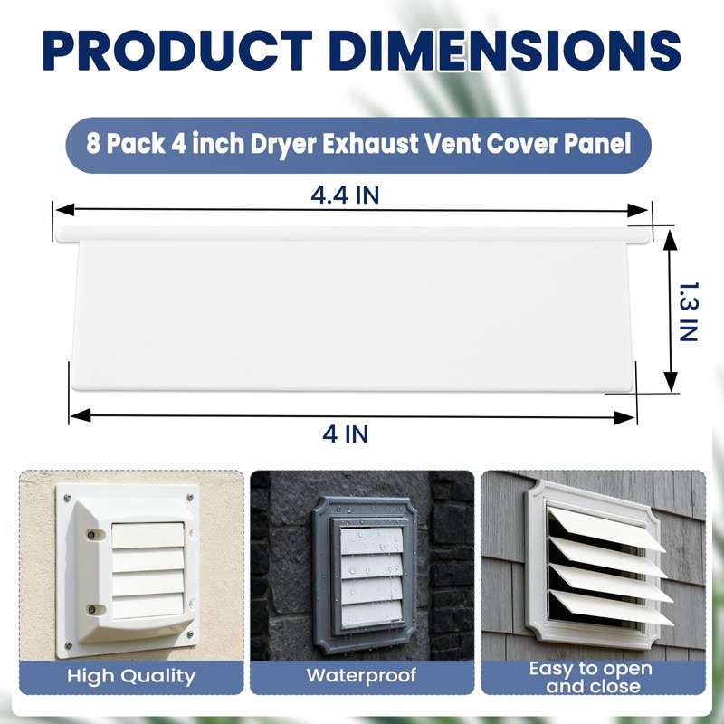 4 inch Dryer Exhaust Vent Cover Panel 8Pcs for Outdoor
