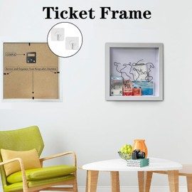 Adventure Archive Box Frame,White Travel Memory Box,Ticket Box Frame with Slot,Wooden Travel Ticket Collection Shadow Box Frame,Creative Memory Box Display Case for Movie Sporting Ticket(30 * 30cm)