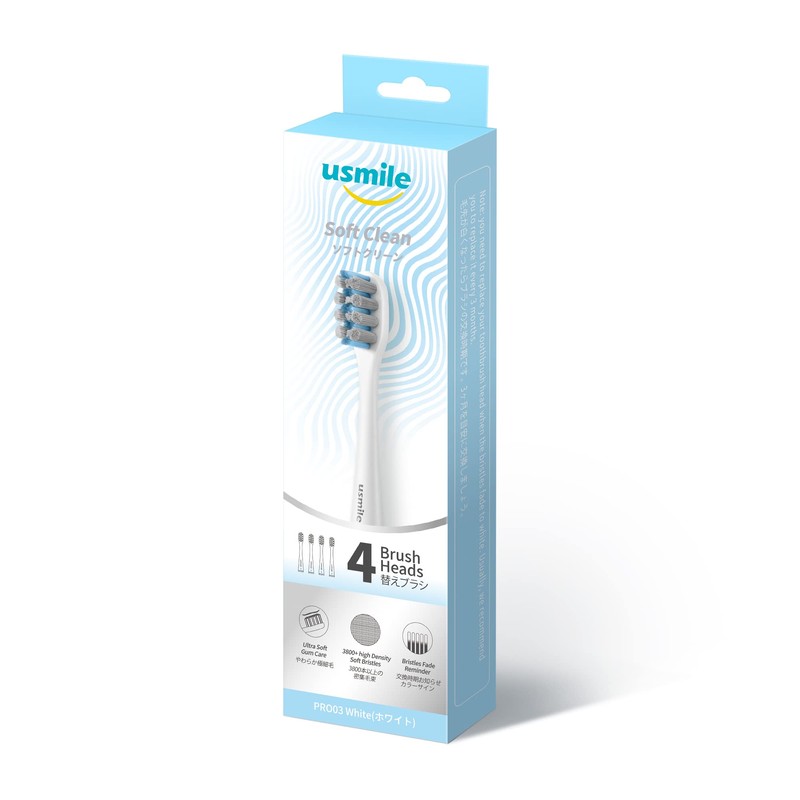 usmile PRO03WHEC Soft Clean Replacement Brush (White) 4 Pieces