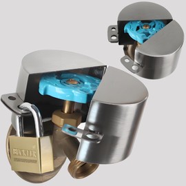 Outdoor Faucet Lock, Water Hose Bib Spigot Lock Stainless Steel Cover & Padlock Kits for 1-1/2 to 3 Inch Dia Valve Handles to Prevent Outside Water Theft and Unauthorized Use