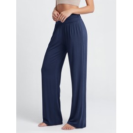 ODODOS Women's Wide Leg Palazzo Lounge Pants Light Weight Loose Comfy Casual Pajama Pants-32 inseam, Navy, Large